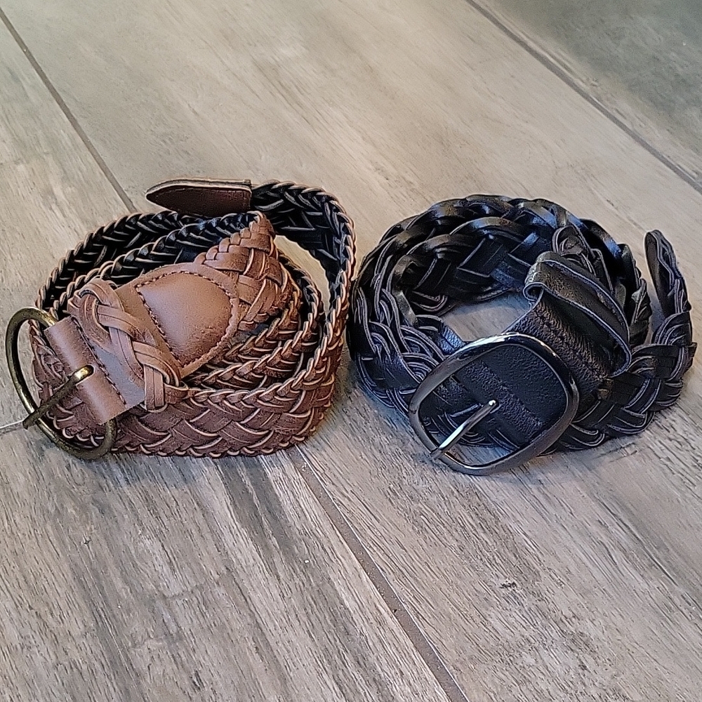 Set of 2 fully-adjustable woven belts